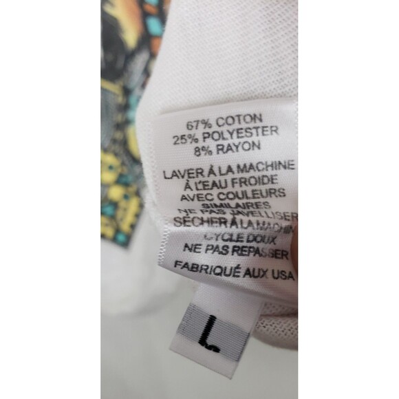 Lauren Moshi White Slub Tank Top Large Colorful Eagle Headdress Graphic Summer - Picture 4 of 8